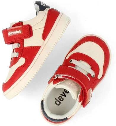 Develab leren sneakers rood wit Jongens Leer Meerkleurig 24