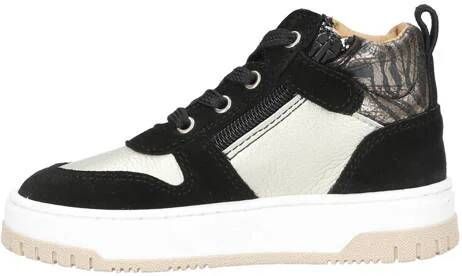 Develab leren sneakers zwart beige Meisjes Leer Meerkleurig 28