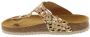 Develab 48202 leren teenslippers met panterprint beige goud - Thumbnail 14