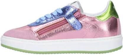 Hip leren sneakers roze metallic Meisjes Leer Meerkleurig 27