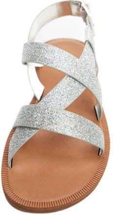 Mango Kids sandalen met glitters zilver Meisjes Imitatieleer Effen 29