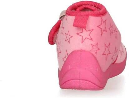 Playshoes pantoffels met sterrendessin Velcro roze donkerroze Jongens Polyester 28 29