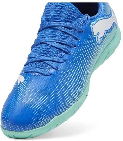 Puma Future 7 Play Jr. zaalvoetbalschoenen kobaltblauw mintgroen wit Jongens Meisjes Imitatieleer 32