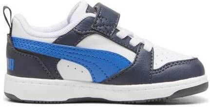 Puma Rebound v6 Low sneakers wit kolbaltblauw grijs Jongens Meisjes Imitatieleer 27