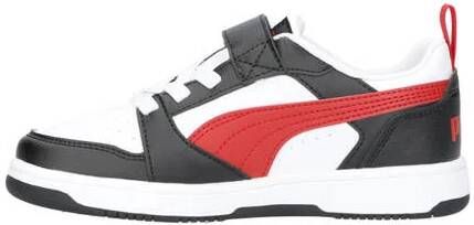 Puma Rebound v6 Low sneakers wit rood zwart Jongens Meisjes Imitatieleer 33