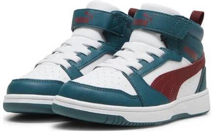 Puma Rebound v6 Mid sneakers groen ecru rood Jongens Meisjes Imitatieleer 31