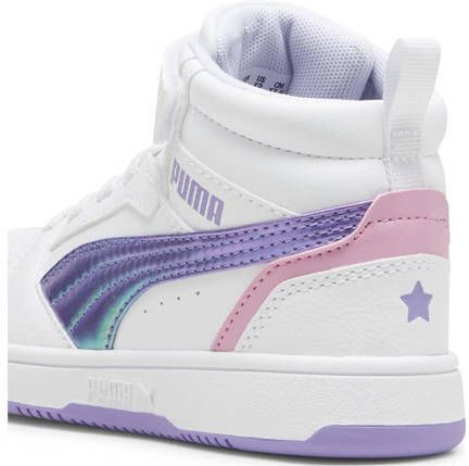 Puma Rebound v6 Mid sneakers wit lila oudroze Jongens Meisjes Imitatieleer 30