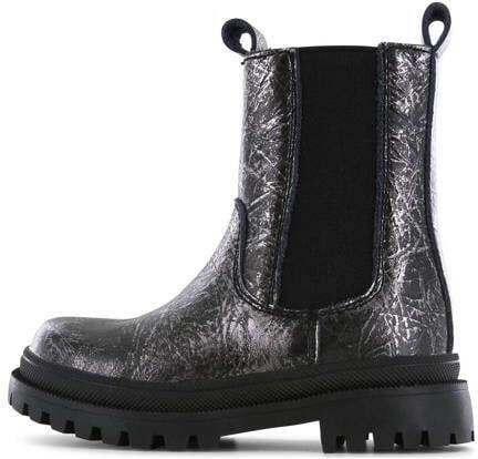 Shoesme leren chelsea boots zwart zilver Meisjes Leer Effen 29