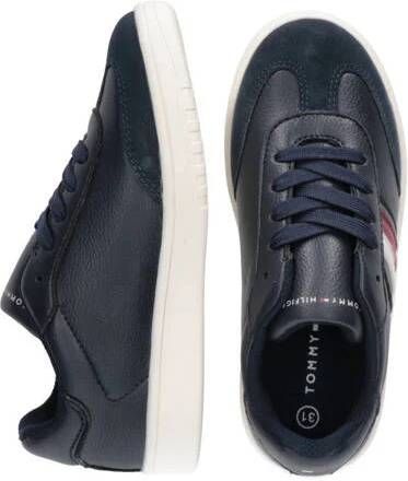 Tommy Hilfiger leren sneakers donkerblauw Jongens Leer Logo 30