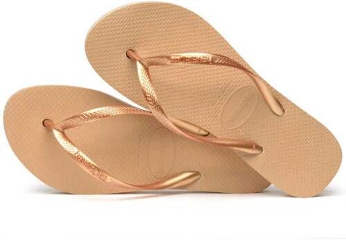 Havaianas Slim Flatform teenslippers goud Dames Rubber Effen 35-36