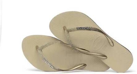 Havaianas Slim Sparkle II teenslippers met glitters zand Beige Dames Rubber 35 36