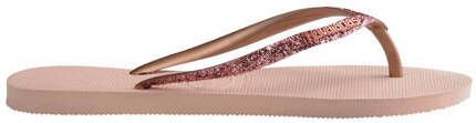 Havaianas Slim teenslippers met glitters roségoud Meisjes Rubber 27 28