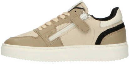 Hip leren sneakers taupe Bruin Jongens Leer Meerkleurig 28