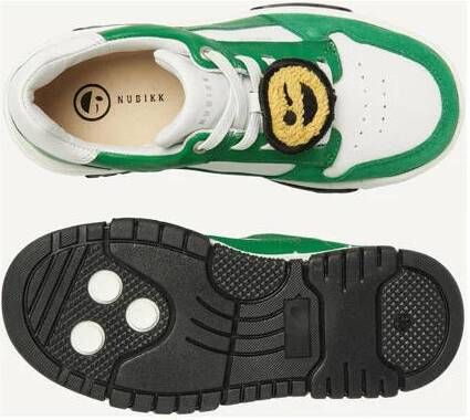 Nubikk Basket Court leren sneakers wit groen Jongens Leer Meerkleurig 25