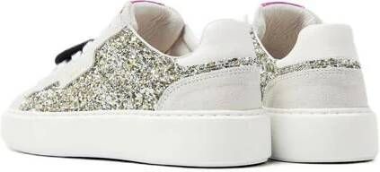 Nubikk leren sneakers wit zilver glitters Meisjes Leer Effen 28