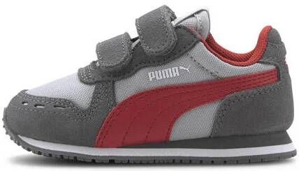 Puma Cabana Racer sneakers grijs donkergrijs rood Jongens Meisjes Mesh 25