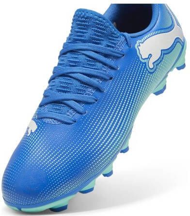 Puma Future 7 Play voetbalschoenen kobaltblauw mintgroen wit Jongens Meisjes Imitatieleer 29