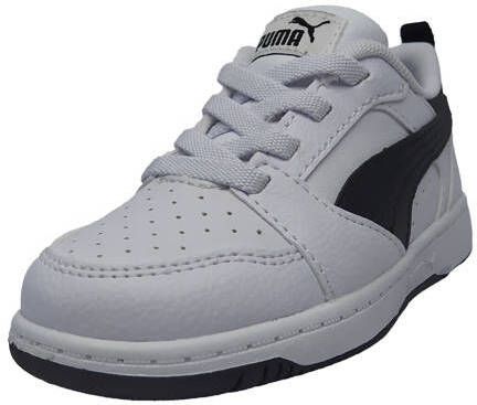 Puma Rebound V6 Lo sneakers wit zwart Jongens Meisjes Leer Meerkleurig 20