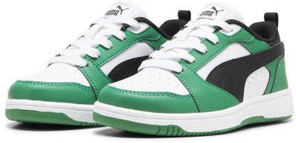 Puma Rebound V6 Lo sneakers wit zwart groen Jongens Meisjes Imitatieleer 28