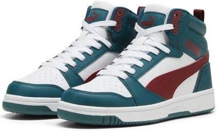 Puma Rebound v6 Mid sneakers groen ecru rood Jongens Meisjes Imitatieleer 36