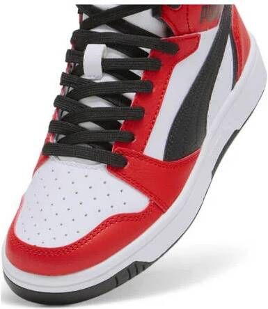 Puma Rebound v6 Mid V6 Mid sneakers wit rood zwart Jongens Meisjes Imitatieleer 37