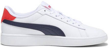 Puma Smash 3.0 sneakers wit donkerblauw rood Jongens Meisjes Imitatieleer 39