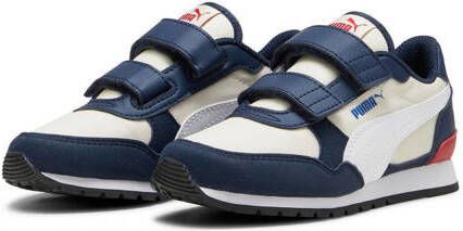 Puma ST Runner V3 sneakers ecru wit donkerblauw Jongens Meisjes Imitatieleer 28