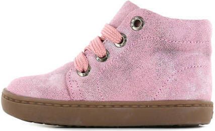 Shoesme Flex FL21W001-A leren veterboots roze metallic Meisjes Nubuck Effen 21