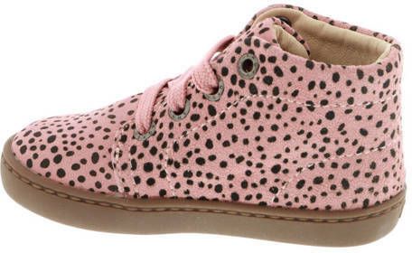 Shoesme Flex nubuck veterboots met allover print roze All over print 20