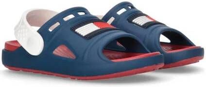 Tommy Hilfiger badslippers met hielbandje donkerblauw Jongens Meisjes Rubber 22