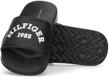 Tommy Hilfiger badslippers zwart Jongens Meisjes Rubber Logo 28