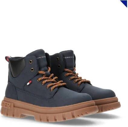 Tommy Hilfiger veterboots donkerblauw Jongens Polyester Effen 30