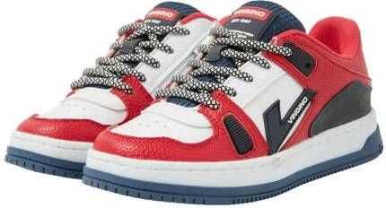 VINGINO Kevin leren sneakers rood wit Jongens Leer Meerkleurig 28