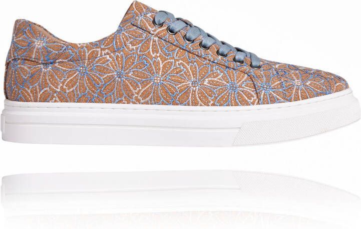 Lureaux Blue Cork Flower Sneakers Handgemaakte Nette Schoenen Voor Heren