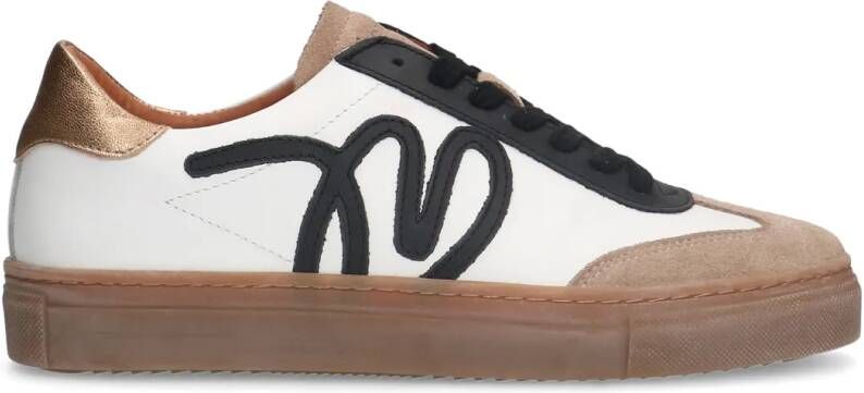 Manfield Dames Beige leren sneakers