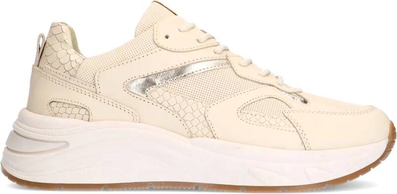 Manfield Beige leren sneakers