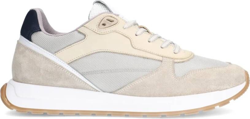 Manfield Beige leren sneakers