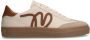 Manfield Dames Beige leren sneakers met suède details - Thumbnail 2