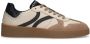 Manfield Dames Beige leren sneakers met suède details - Thumbnail 2