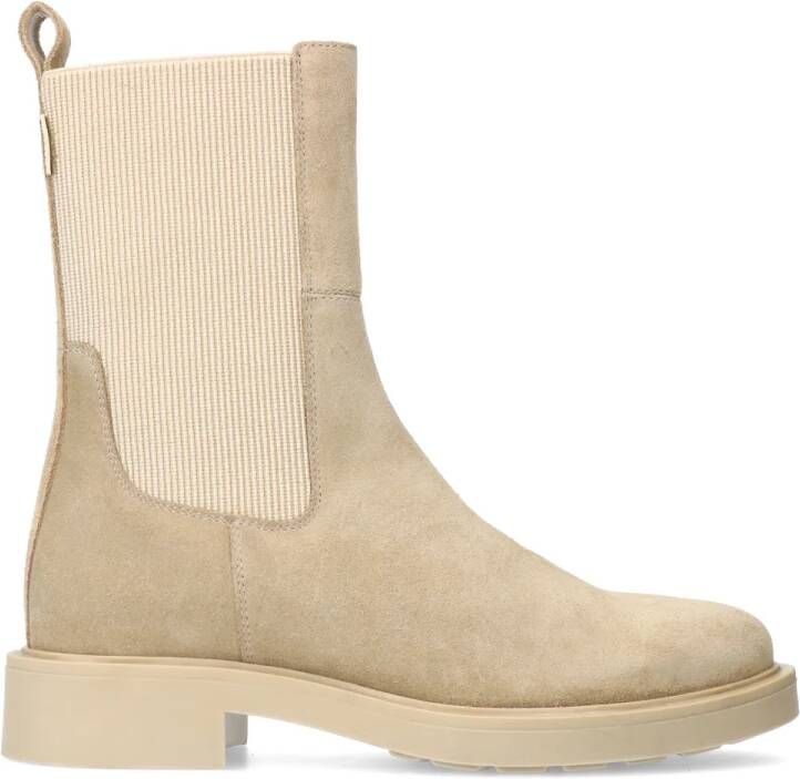 Manfield Dames Beige suède chelsea boots