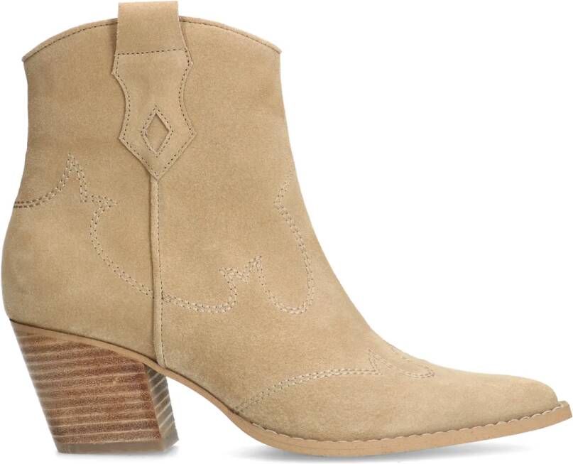 Manfield Beige suède cowboy laarzen