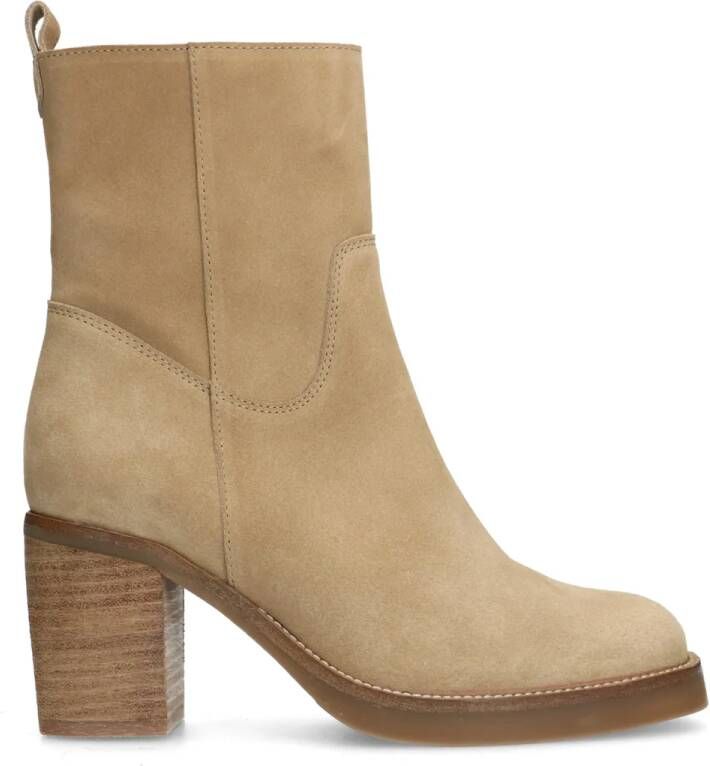 Manfield Beige suède enkellaarsjes