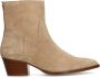 Manfield Dames Beige suède enkellaarsjes met hak - Thumbnail 2