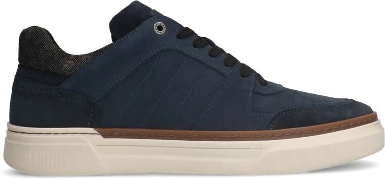 Manfield Blauwe nubuck sneakers