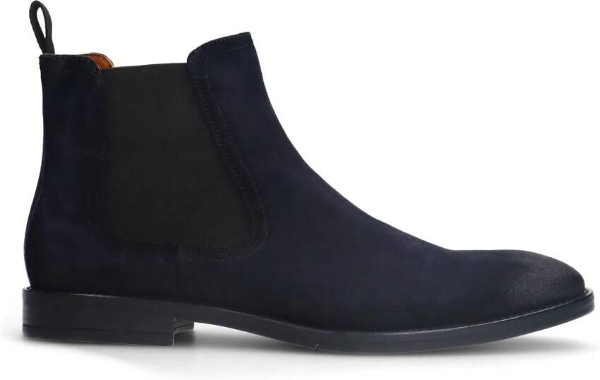 Manfield Blauwe suède chelsea boots