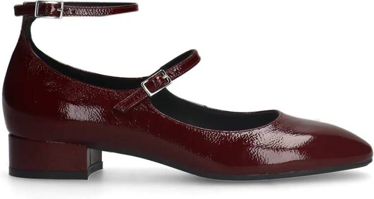 Manfield Bordeaux rode lak leren Mary Jane pumps