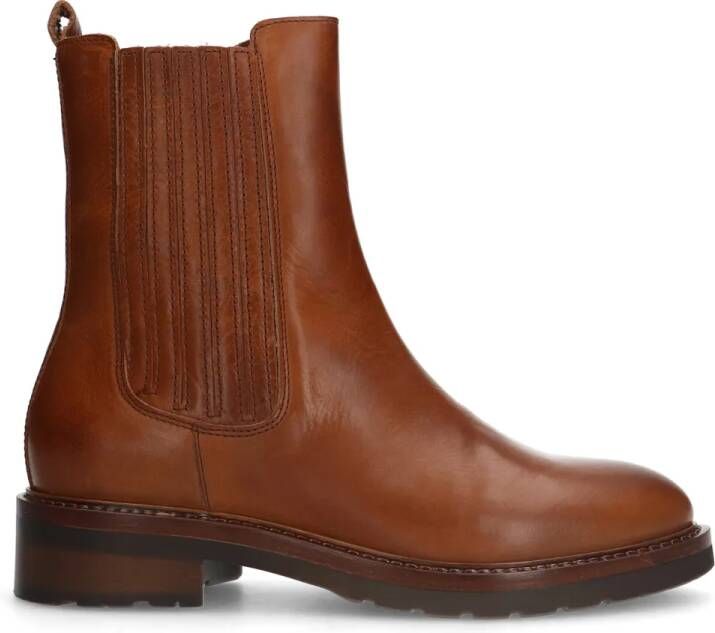 Manfield Cognac leren chelsea boots