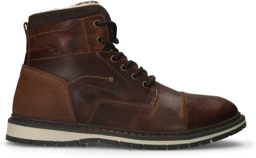 Manfield Cognac leren veterboots