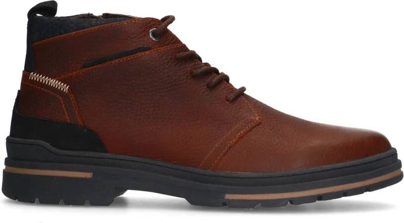 Manfield Cognac leren veterboots