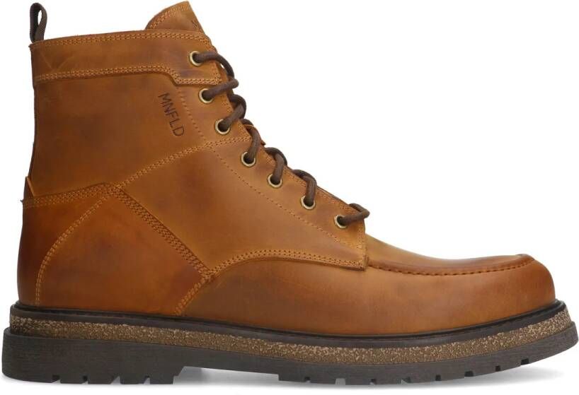 Manfield Cognac leren veterboots